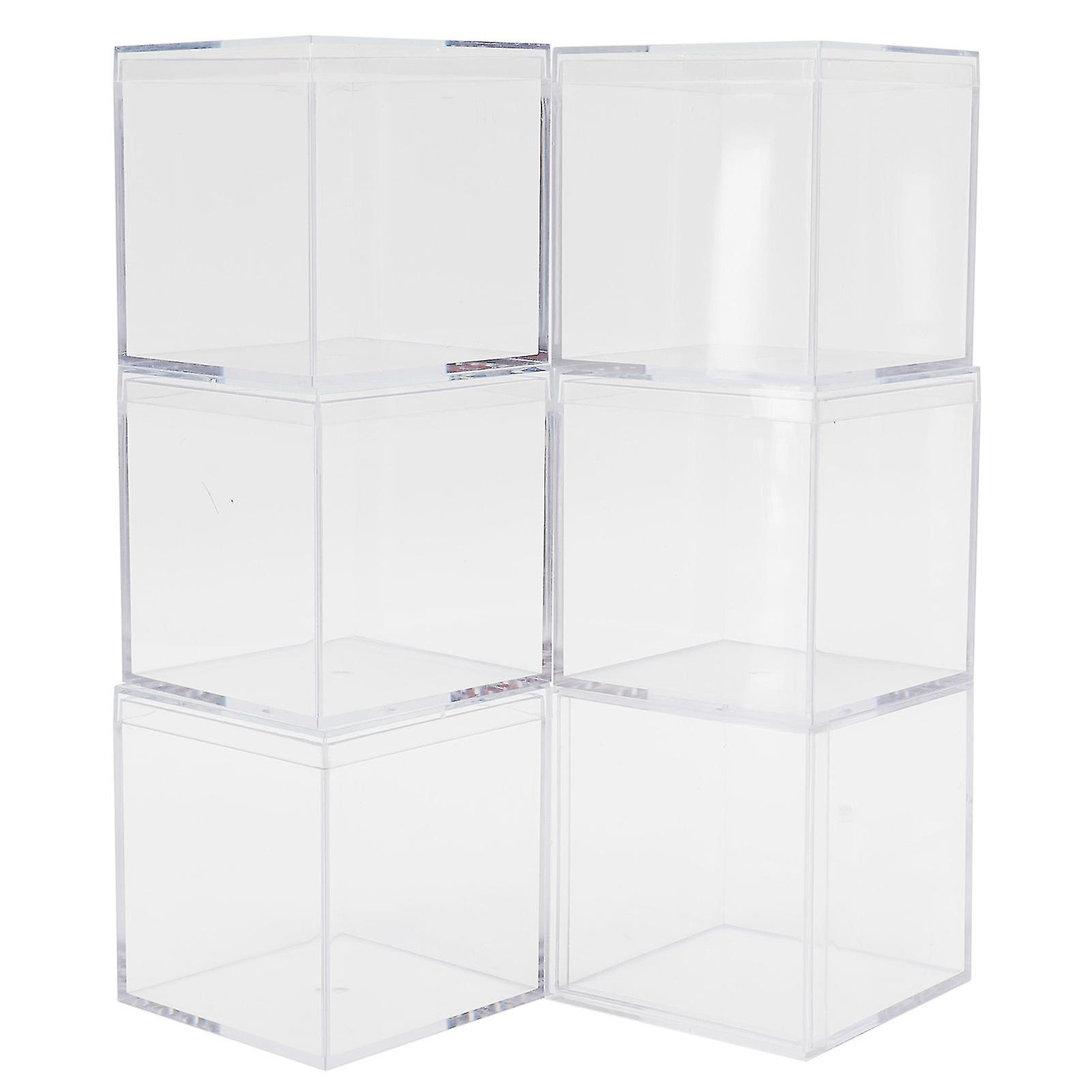 6 Pack Clear Plastic Candy Boxes with Separate Lid for Party Favors