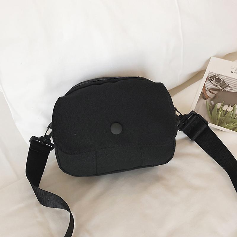 Women Solid Color Canvas Shoulder Bag with Adjustable Strap for Outdoor