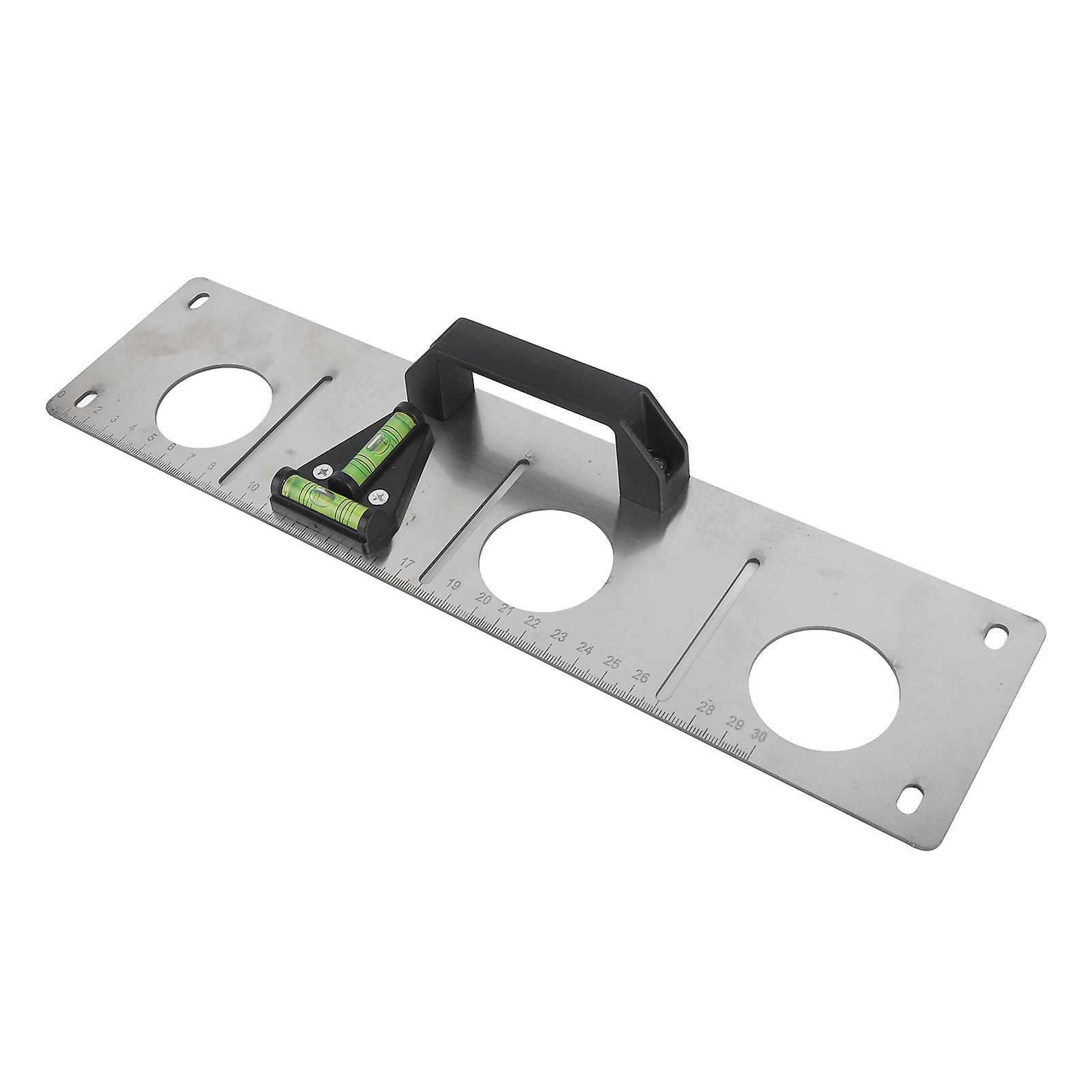 Règle de mesure de niveau en acier inoxydable avec outil de découpe de sortie pour prise d'eau et d'électricité, style F 36 x 9 x 3,9 cm