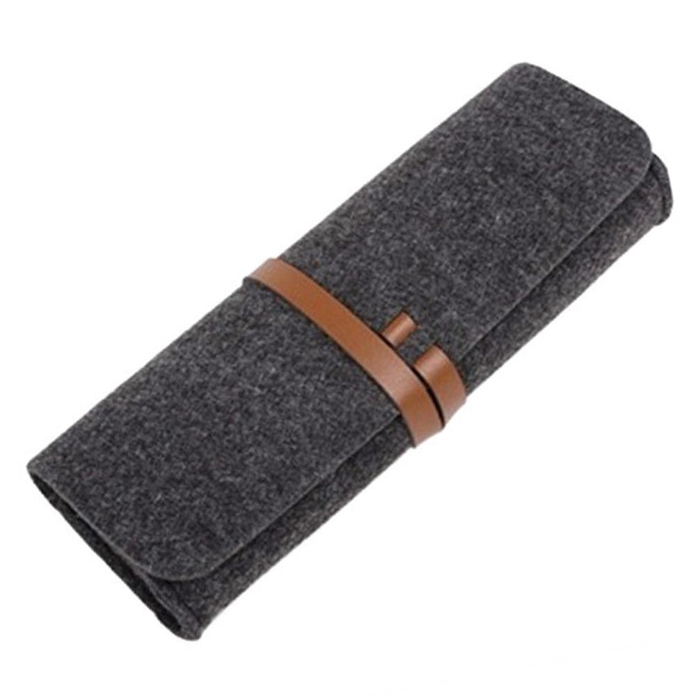 Felt Roll Pen Bag Portable Large Capacity Stationery Pouch for Girls Boys