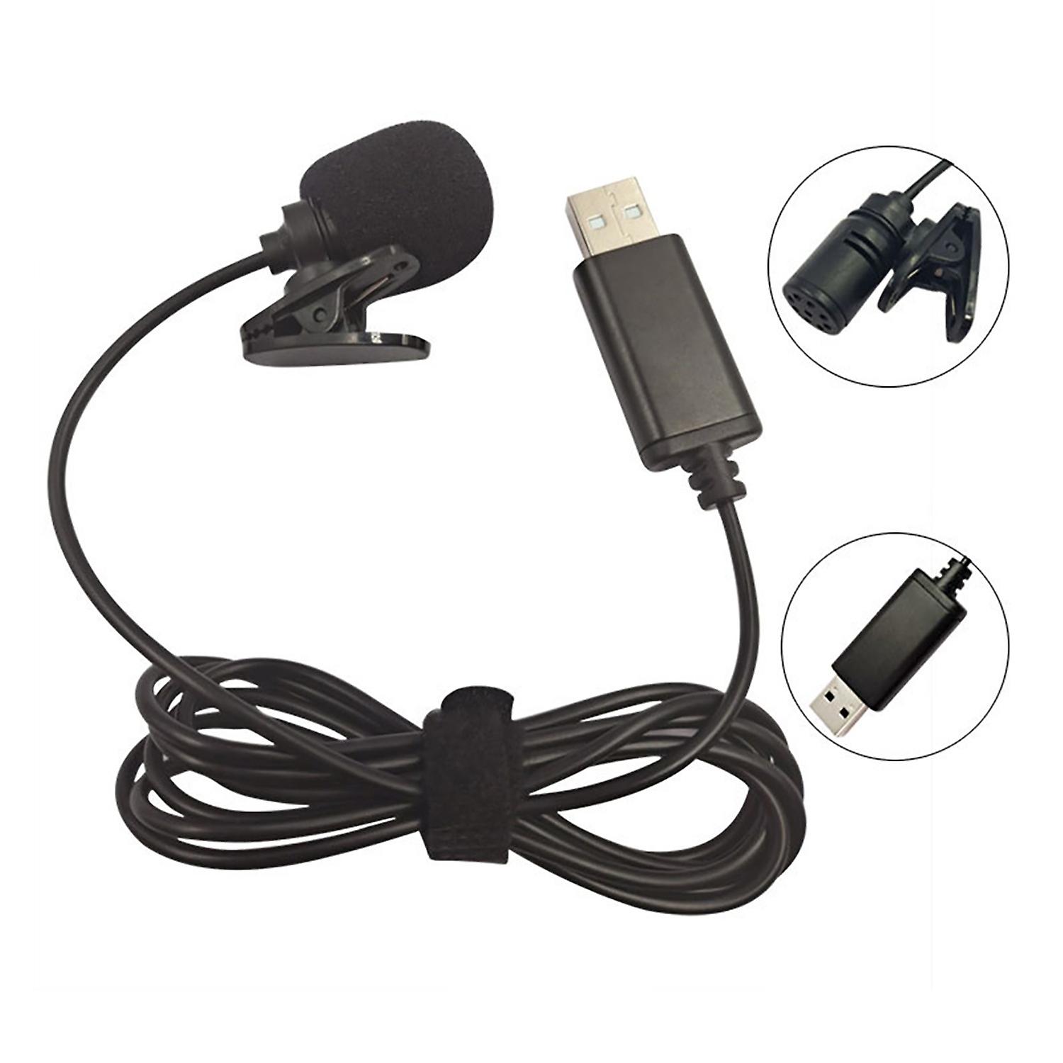 USB Lavalier Lapel Condenser Microphone Omnidirectional Wired Clip-on Mic Hands Free Plug & Play for