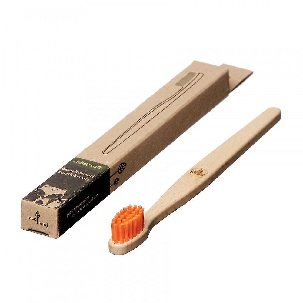 Kids 100% Plant-based Beech Wood Toothbrush - Fox - Orange