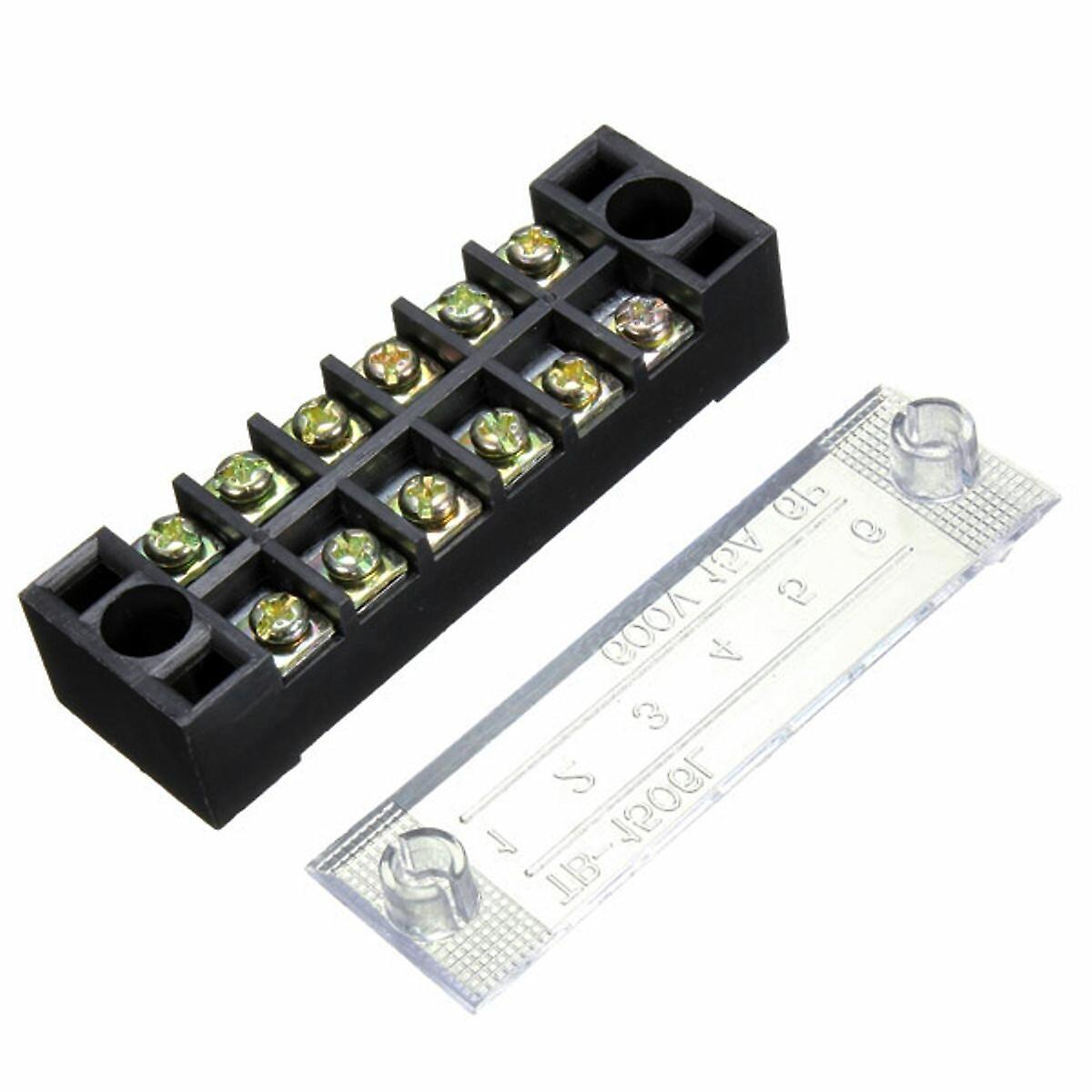 600V 15a 6-position Double Row Wire Barrier Block Screw Terminal Strip Panel
