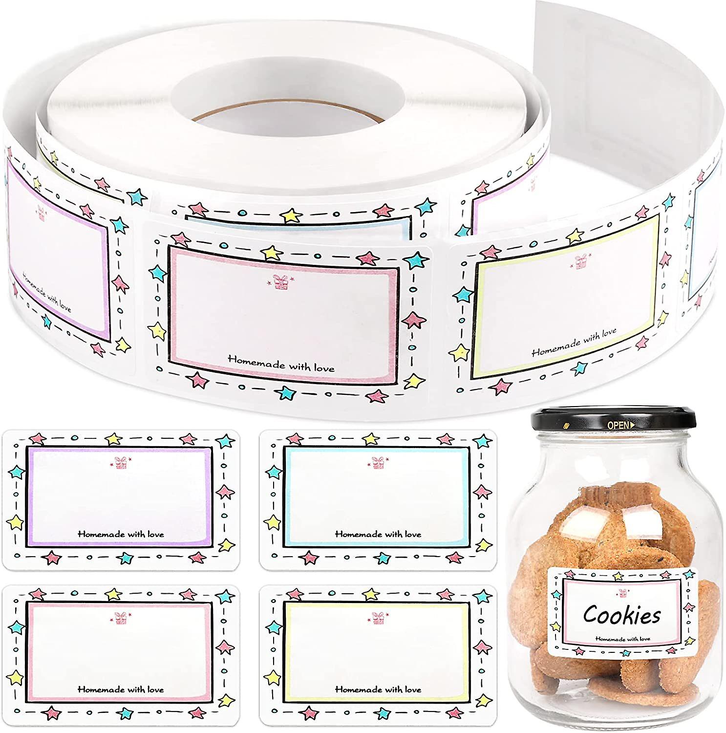 Labels for Jars, Self Adhesive Food Freezer Labels, Sticky Labels Jar Stickers Labels, 2 Rolls