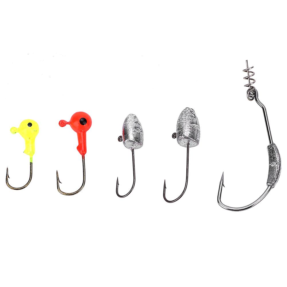 35PCS/ Lot Spring Crank Head Single Hook for Soft Fishing Lure Fish Bait with Storage Box