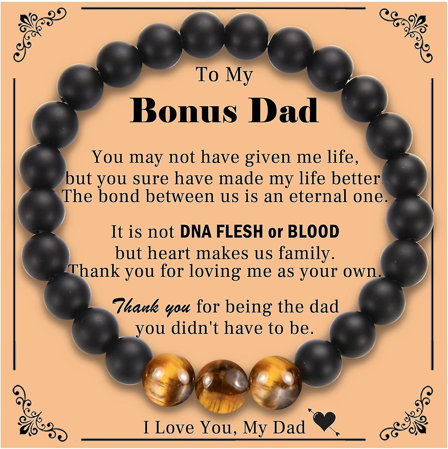 Bonus Dad Keychain Gift For Stepfather | Engraved Stainless Steel Thank You Present From Step Kids | Silver - View #2