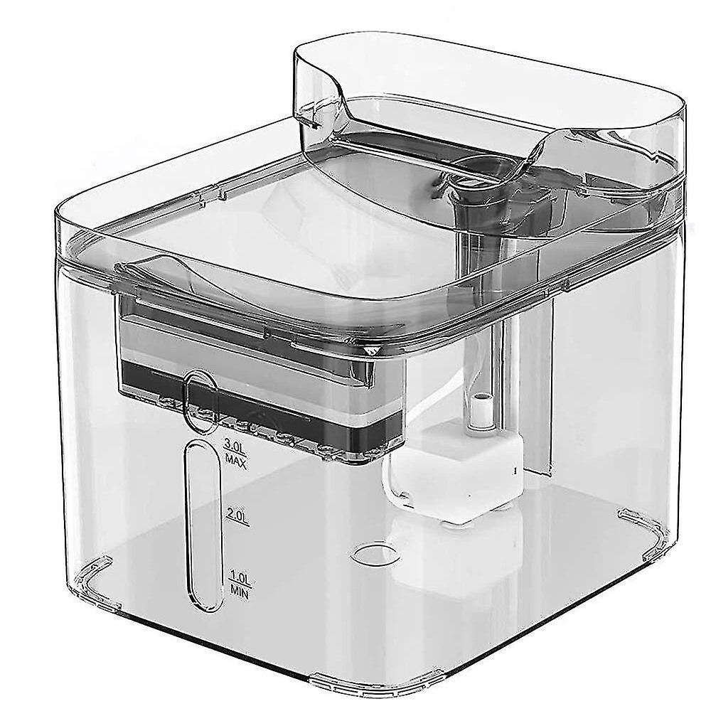 3l Transparent Square Cat Water Fountain Automatic Circulating Water Dispenser Kitten Dog Puppy