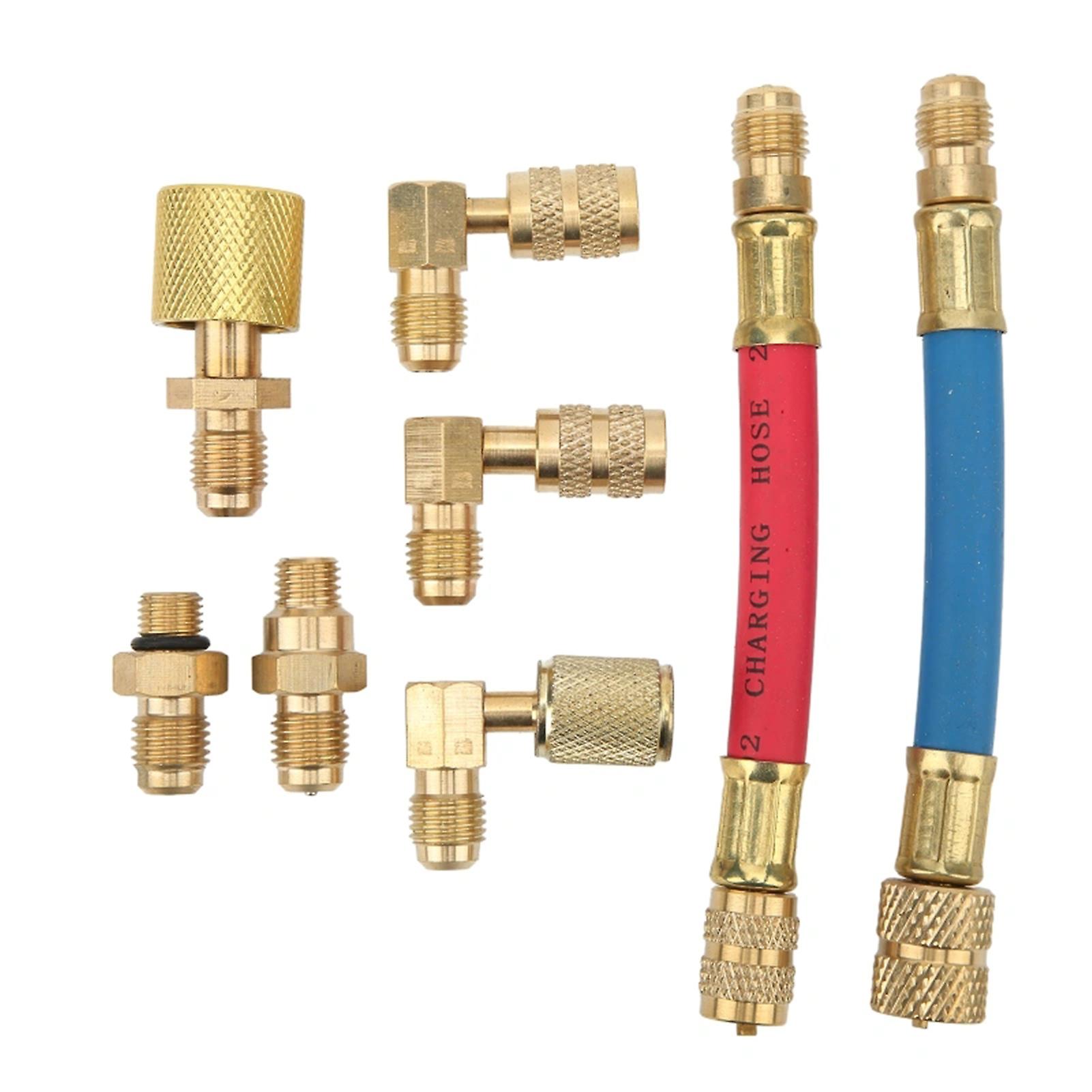 8pcs R134A R12 Auto Airs Conditioning Adapter Set Sturdy Sealing Connecting Tool for Automotive