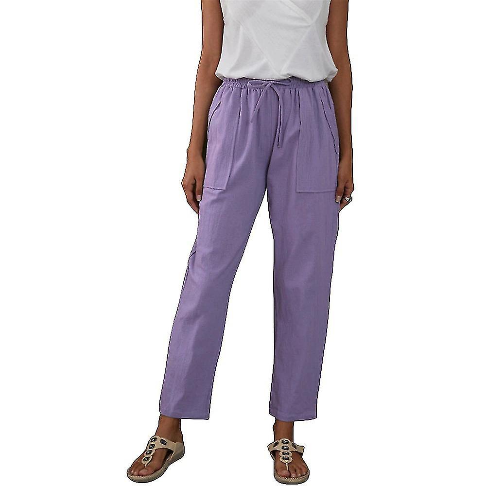 Women Pants Drawstring Plain Straight Trousers With Large Pocket