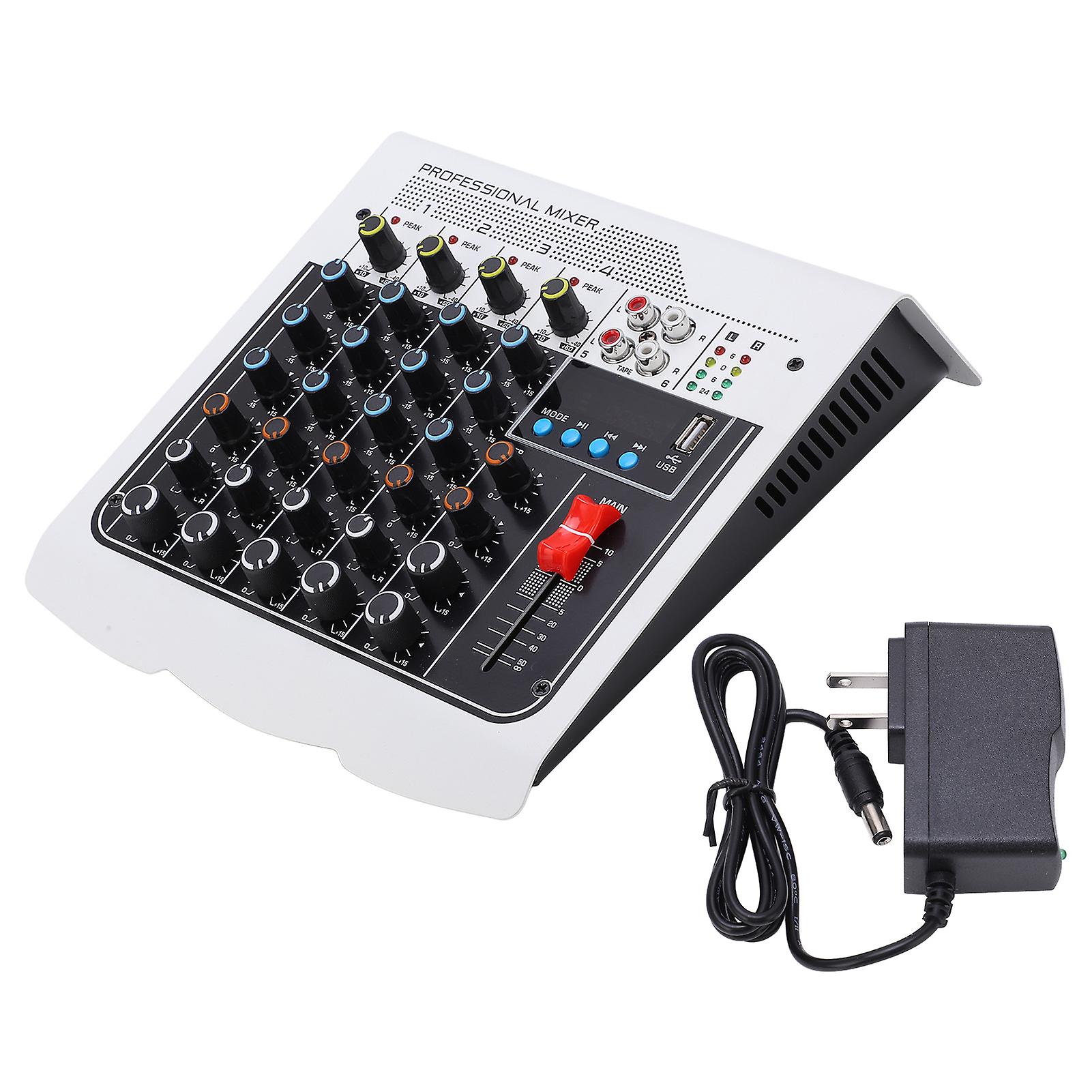 6 Channel Audio Mixer Sound Controller with Multiple Interface Options and LCD Display for Professional Audio Mixing