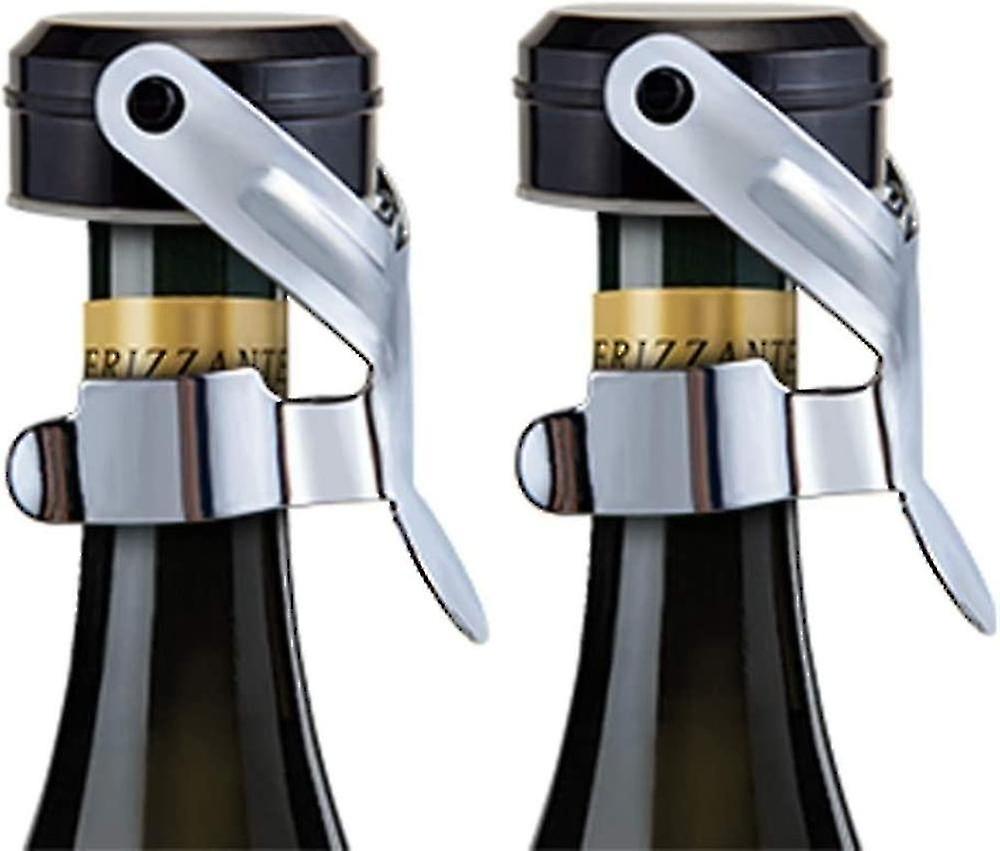 Champagneprop, 2 stk rustfrit stål champagneflaskepropforsegler til Cava Prosecco mousserende sejr