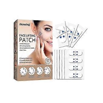 Cinta de estiramiento facial ultradelgada invisible impermeable y de alta elasticidad, herramienta de maquillaje para ocultar las arrugas faciales que levantan la piel flácida 120 piezas