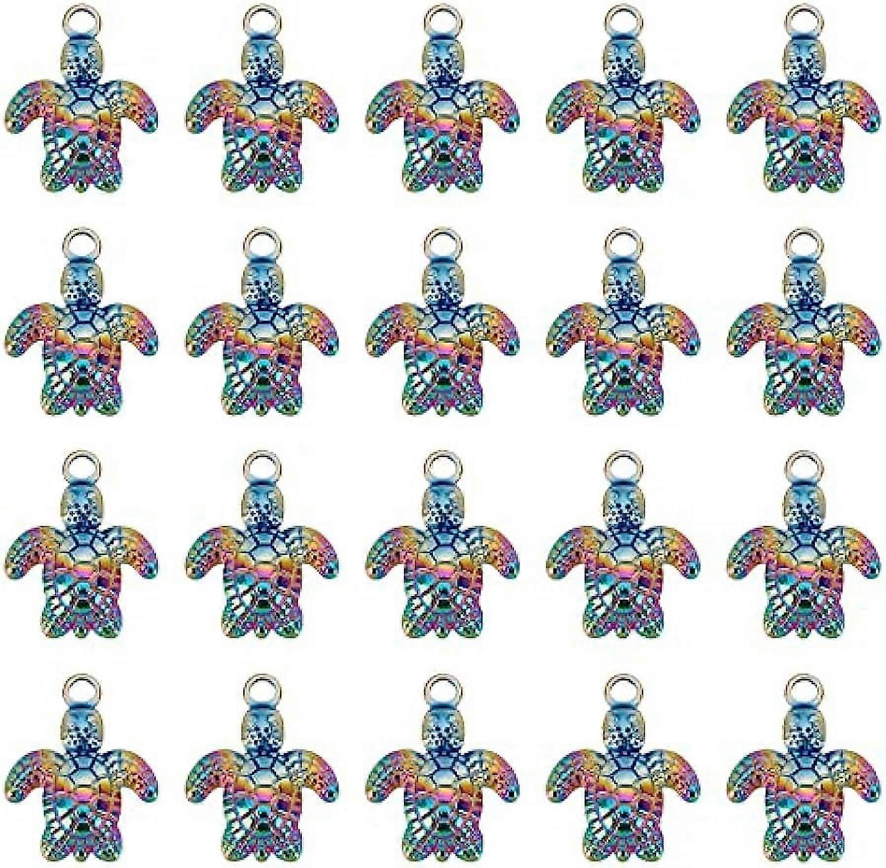 1 Box 20Pcs Turtle Charms 304 Stainless Steel Turtle Charm Tortoise Charms Bulk Ocean Hawaii Lucky Charm