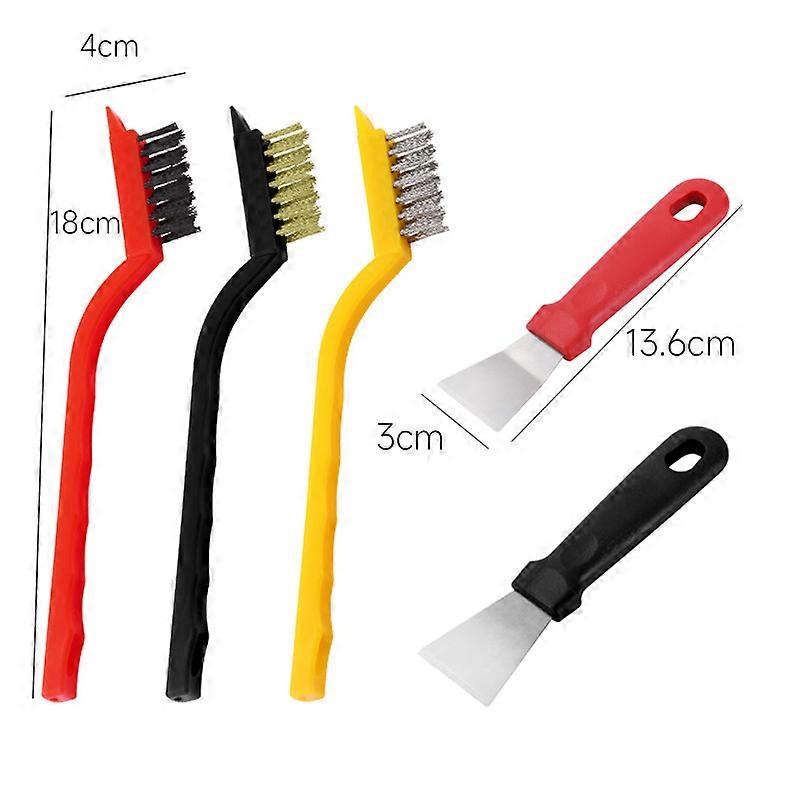 5 piece set, manual brush set and scrapers for stripping and cleaning