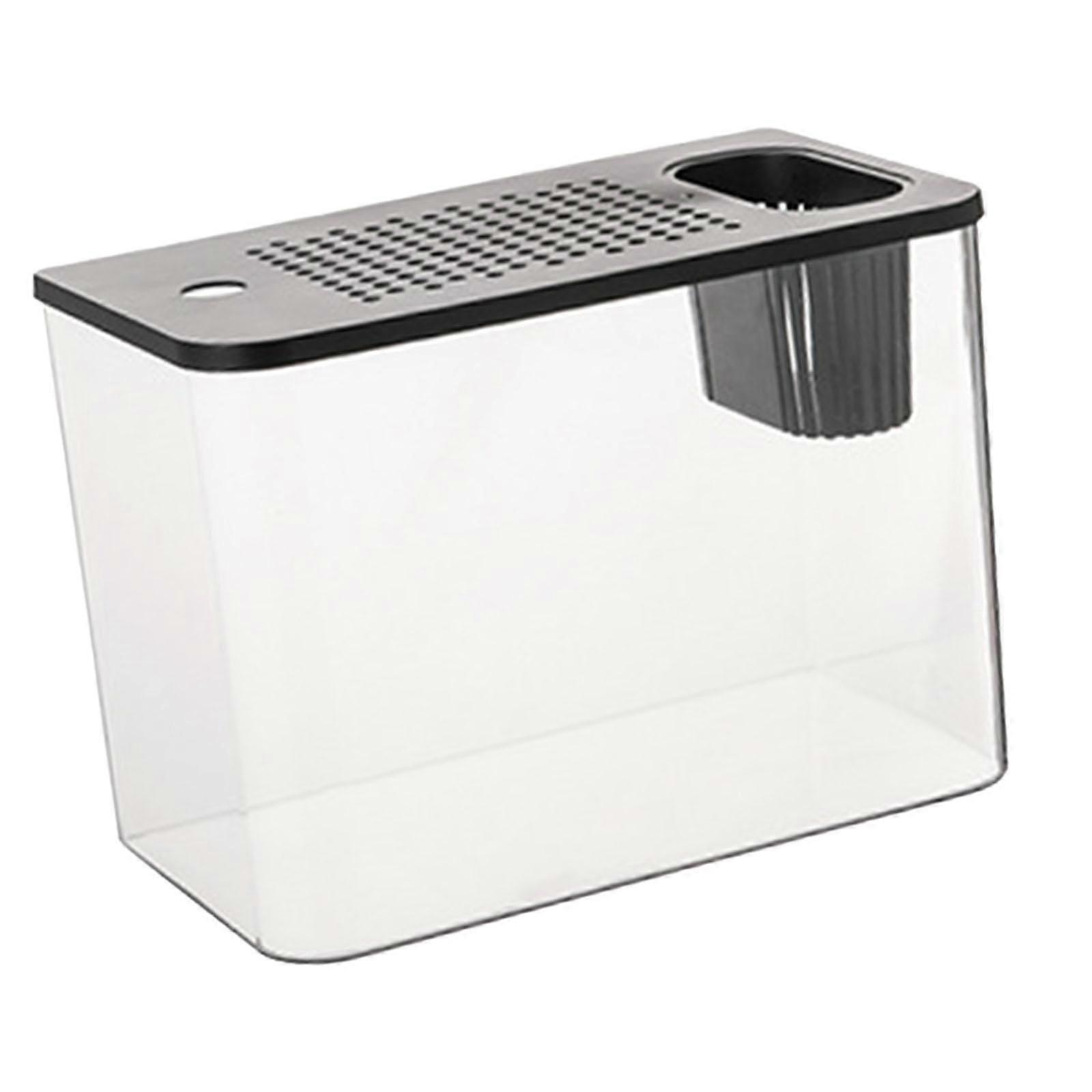 Reptile Tank Terrarium Desktop Clear View Tortoise Habitat Habitat for Snake Black Lid