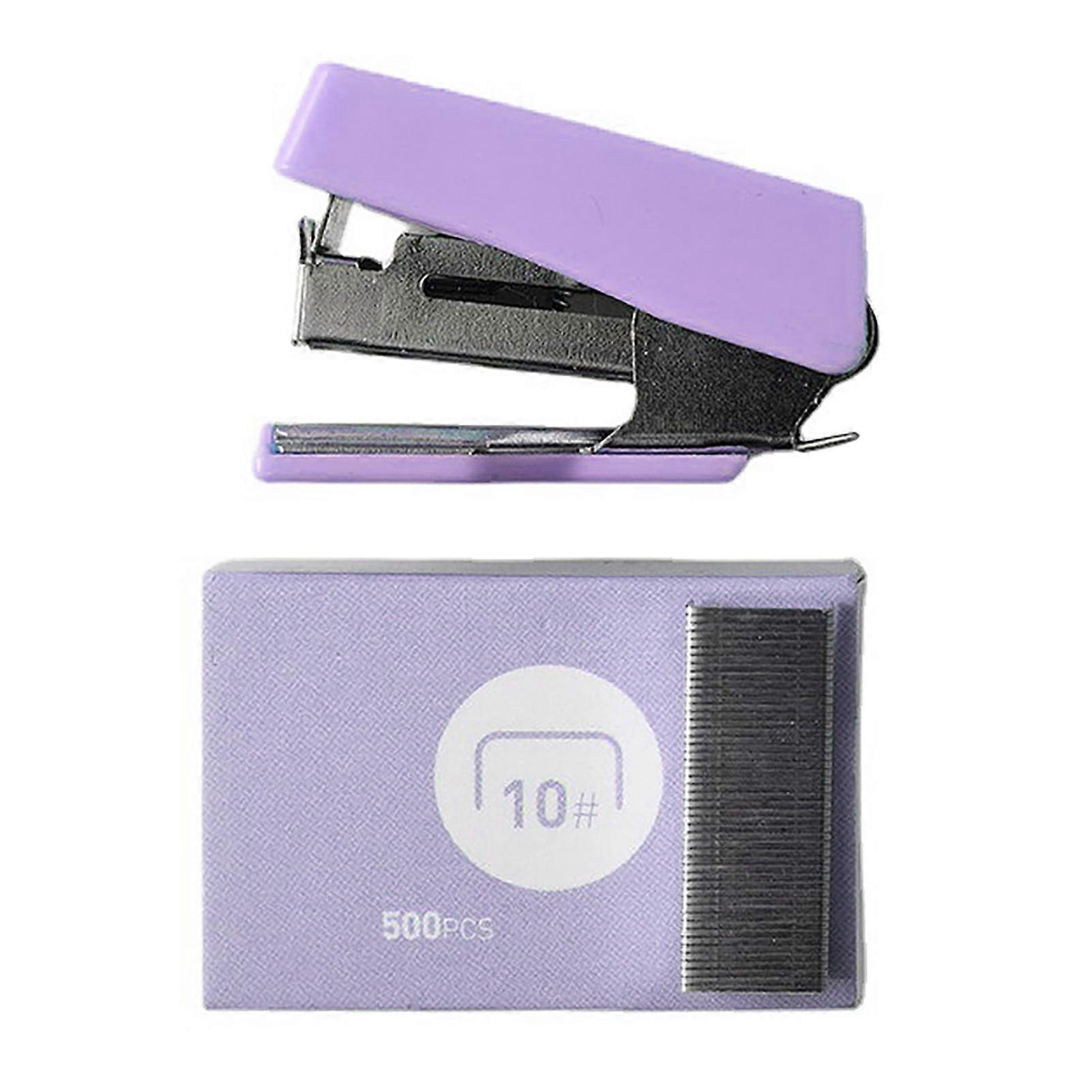 Mini Stapler Portable Creative Office Desktop Stapler Set with Staples for Office School Purple