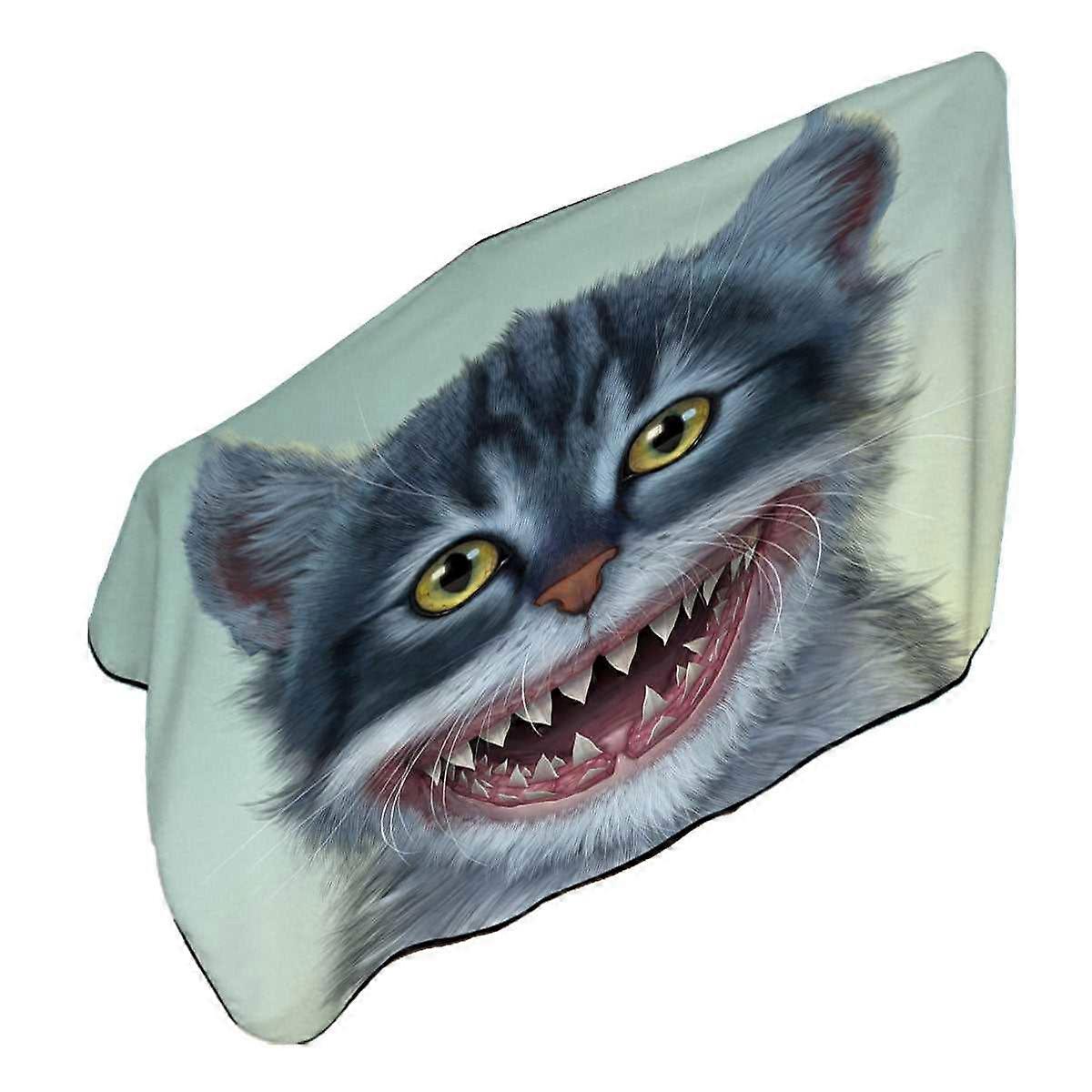 Funny and Cool Animal Artwork Sharkitten Shark vs Cat Microfiber Beach Towel