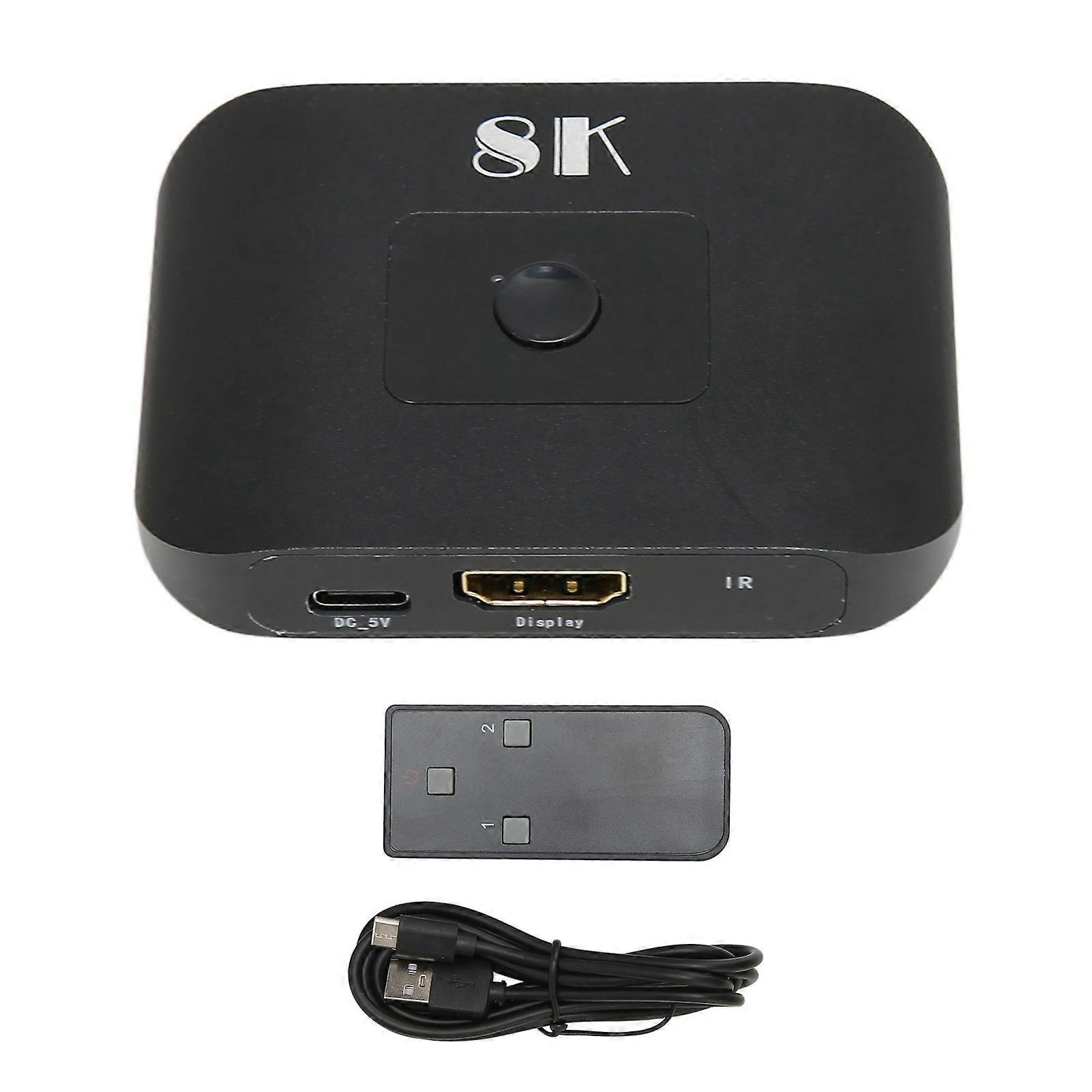 2x1 HD Multimedia Interface Switcher 2 in 1 Out 8K At 60Hz HD Multimedia Interface Splitter with Remote Control