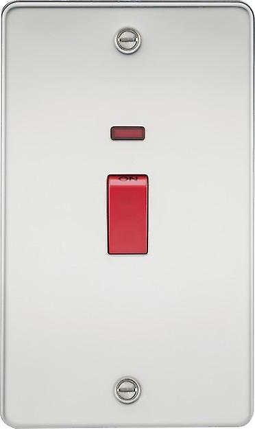 Knightsbridge Flat Plate 45A 2G DP switch with neon - polished chrome - FP8332NPC