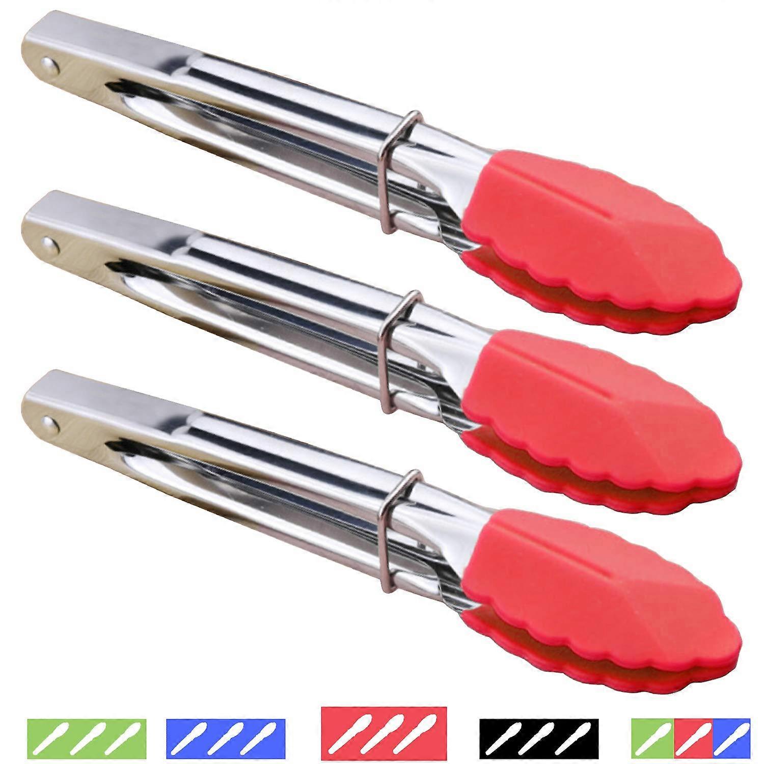 Pinças pequenas com pontas de silicone 7 polegadas Conjunto de pinças de cozinha de 3 - ótimo para Servi