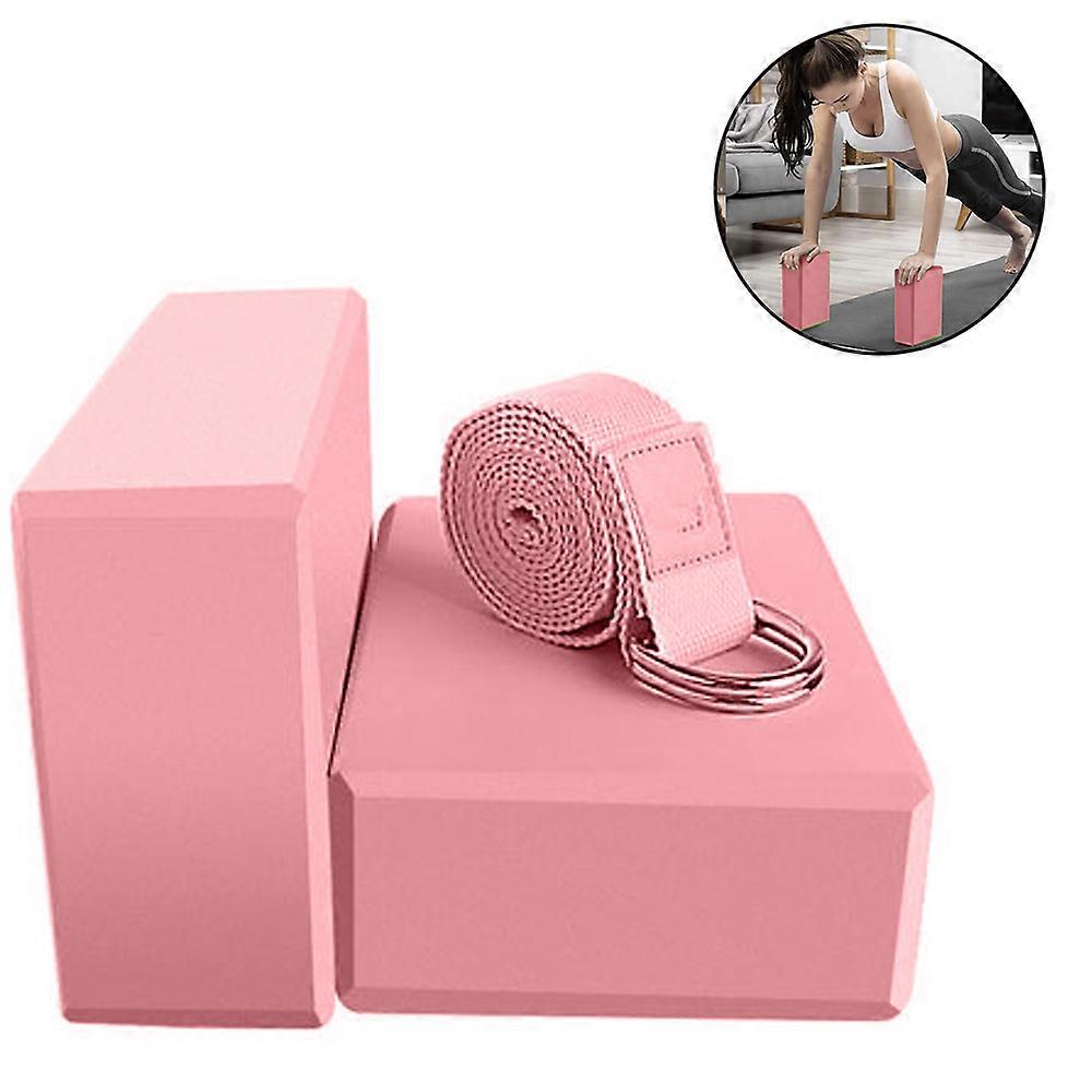 Cork Yoga Block 2 Pack - EVA Foam Set with Strap - Stretching Blocks for Yoga and Fitness