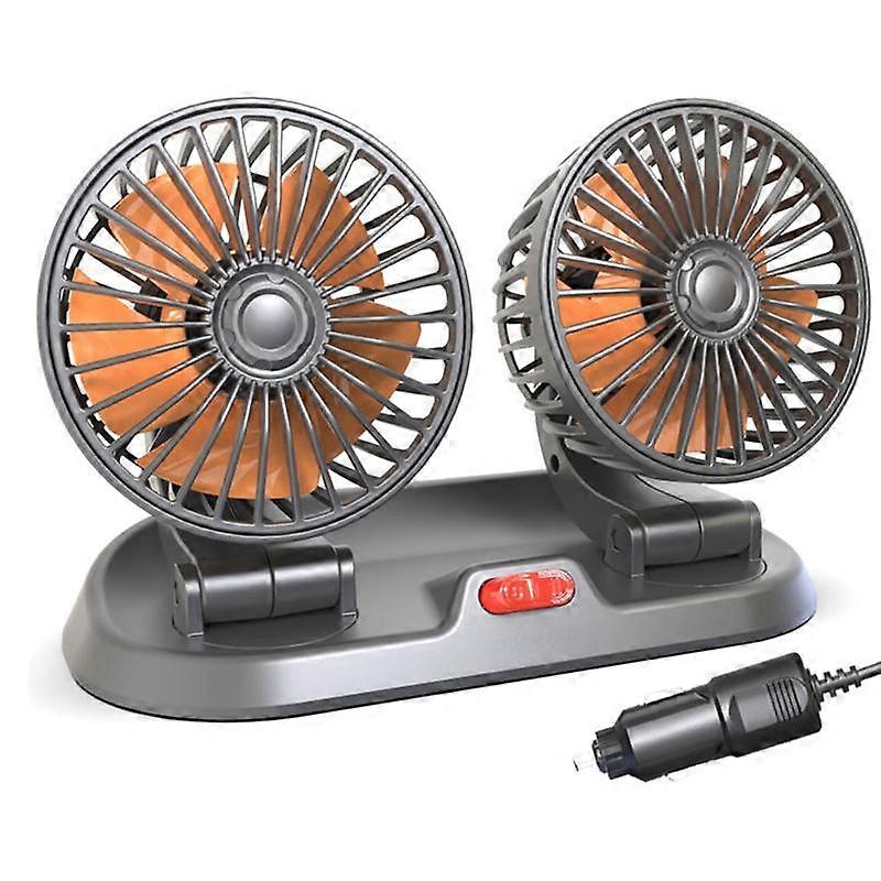 24V Car Fan Double Fan Portable Auto Cooling Fan Cooling Big Wind Electric Fan Car Folding Fan