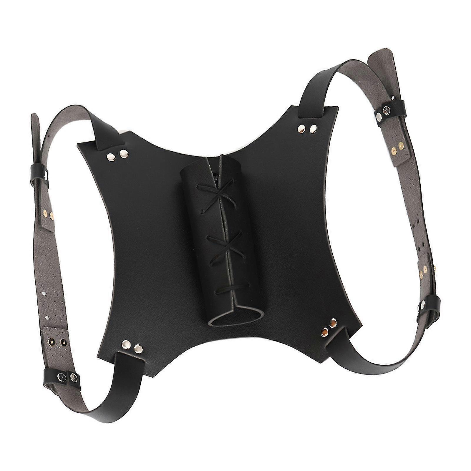 السيف الخلفي غمد مزدوج عصر النهضة مزدوج السيف الكتف فايكنغ الأسود