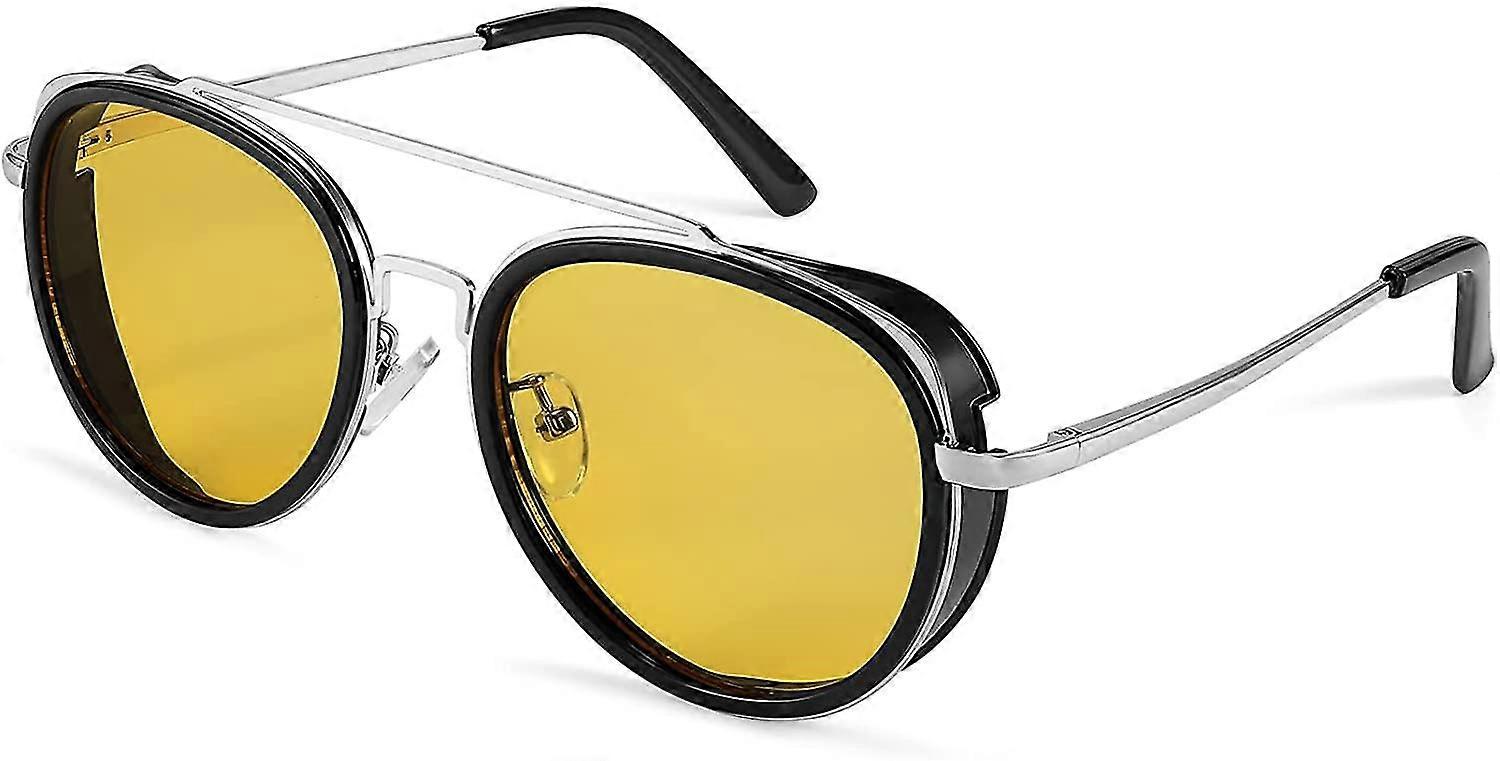 Retro Buhar Punk Güneş Gözlüğü Yuvarlak Steampunk Çift Köprü Aviator Gözlük Kadın Erkekler için B2822