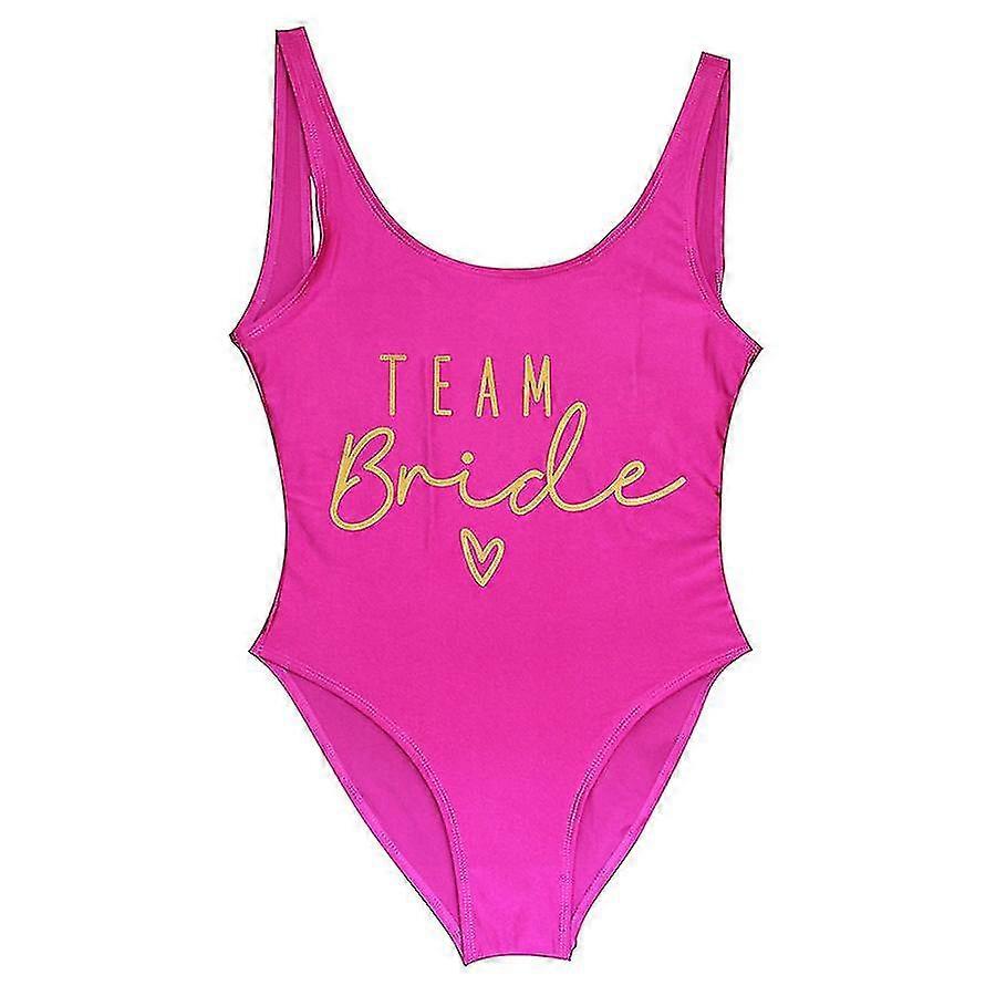 S-3xl Gold Print Team Bride One-piece Swimsuit Squad Women Swimwear Bachelorette Party Swimsuit Summer Beatchwear Bathing Suit
