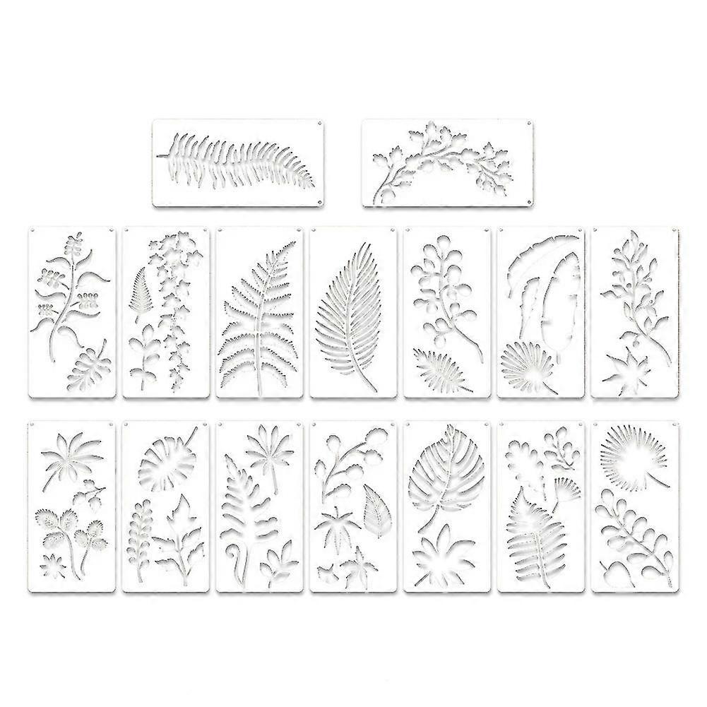 16 Pieces Leaves Stencil Reusable Sheet Painting Stencil Sheet Wall Stencil Leaf Pattern Template T