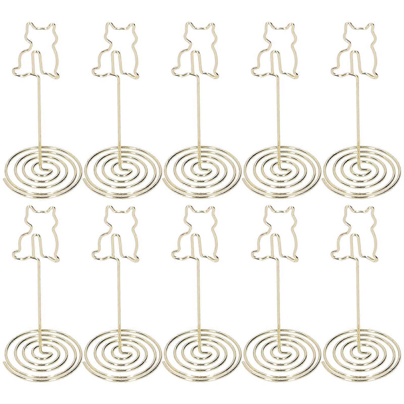 10Pcs Cat Photo Table Clip with Stand Desktop Message Notes Iron Wire Office Supplies