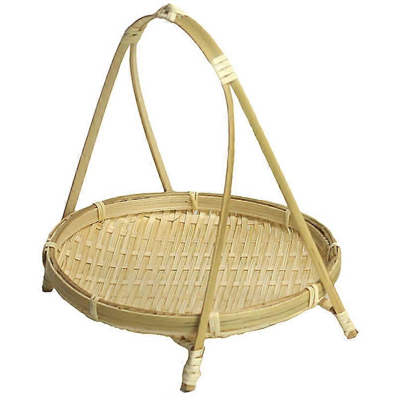 Bamboo Weaving Straw Baskets Fruit Bread Food Storage -Single Layer