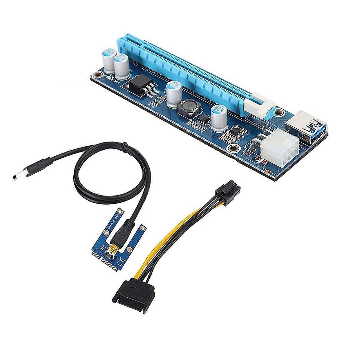 Mini PCIE 16X Adapter,PCIE to PCI Express16x Extender,with 4 Solid Capacitors and 6Pin Interface,for Video Card Mining