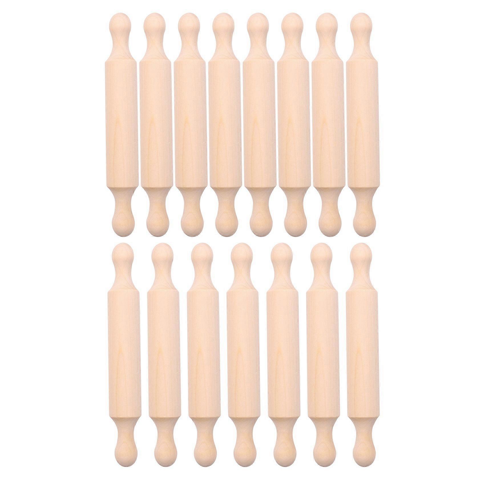 15 Pieces Wooden Mini Rolling Pin 6 Inches Long Kitchen Baking Rolling Pin Small Wood Dough for Chi