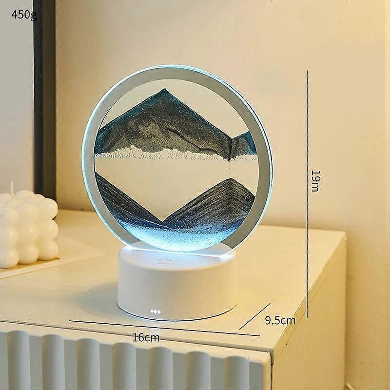 RGB 16 Colors 3D Moving Sand Art Frame LED Sandscape Lamp Hourglass Night Light Deep Sea Landscape Display with remote control