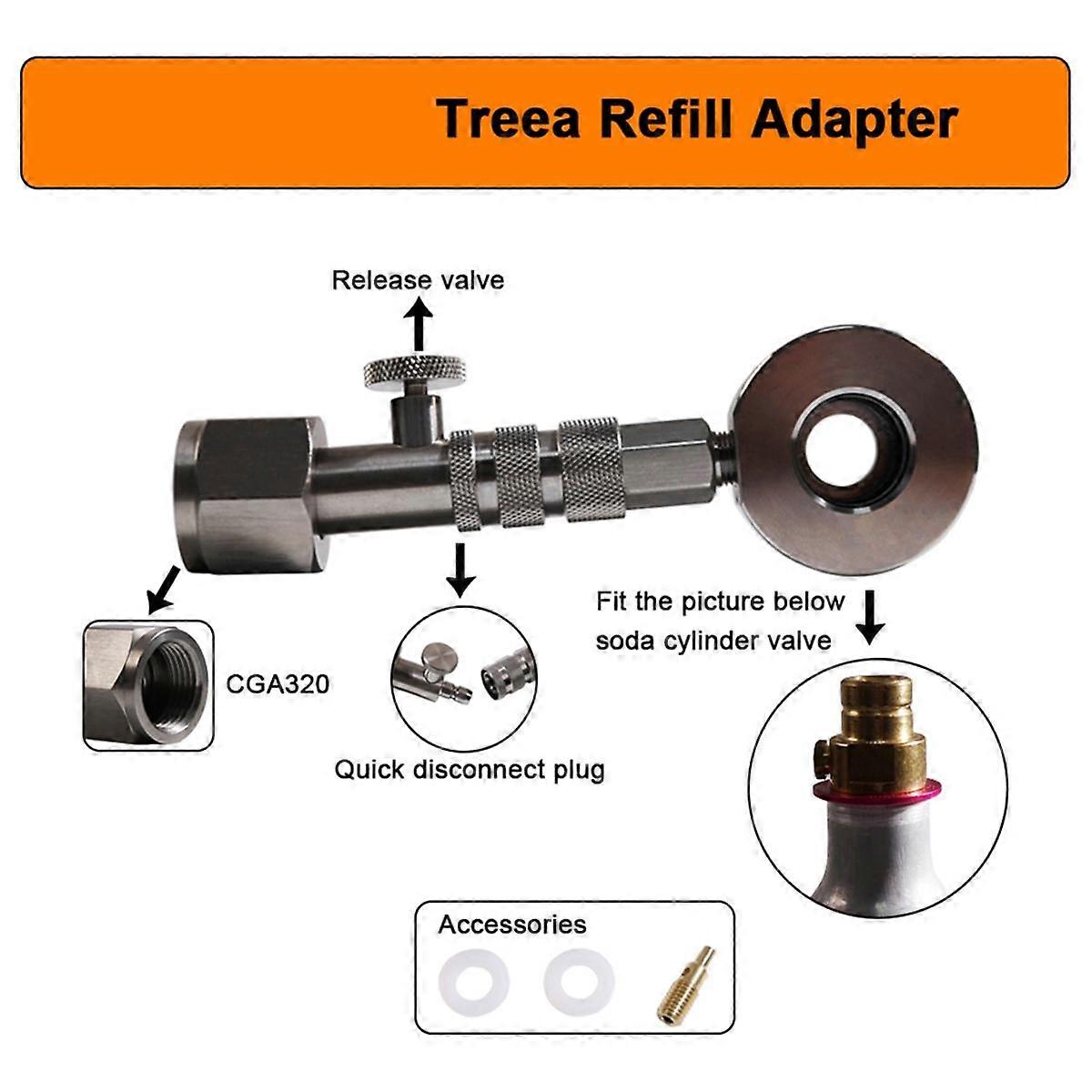 CGA320 Quick Adapter, Exchange Carbonator Refill Quick Adapter Compatible with for DUO/TERRA/ART