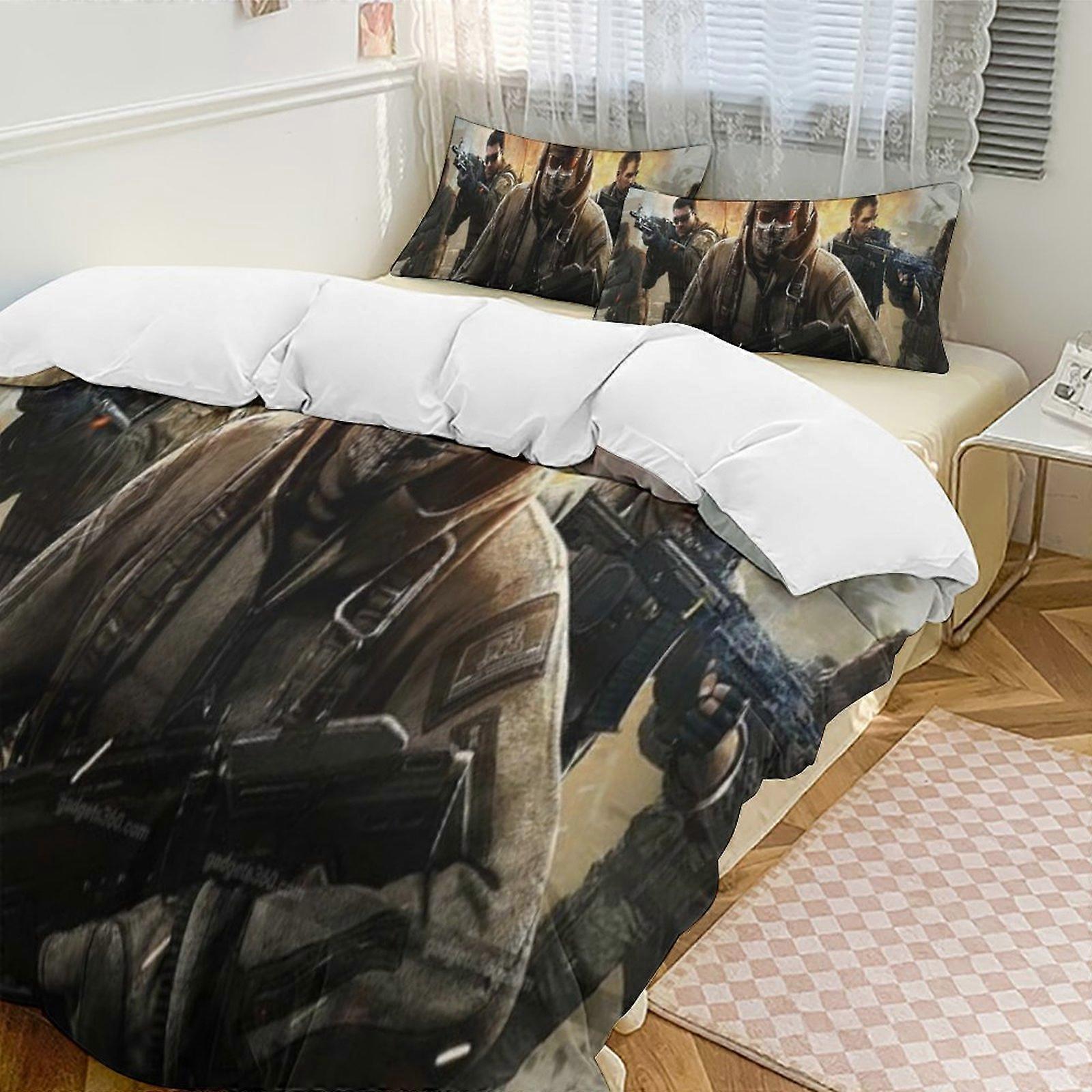 c1335 Call of duty 2 Cama Capa de Edredom Conjuntos de Cama de Microfibra Conjuntos de Edredom Leve de 3 Peças, 1 Capa de Edredom e 2 Fronhas para Crianças ee1335