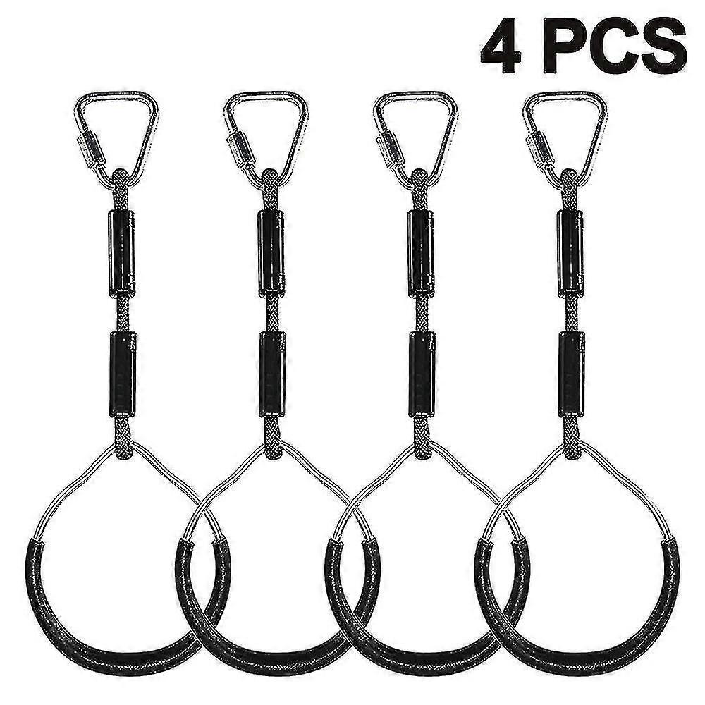 Colorful Swing Gymnastic Rings - 4 Pack Outdoor Backyard Play Sets & Playground Equipment For Ninja Course