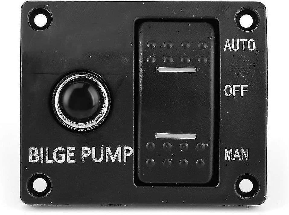 Yaju Bilge Pump Switch Panel, Bilge Pump Switch Panel Auto/off/manual(1pcs, Black)