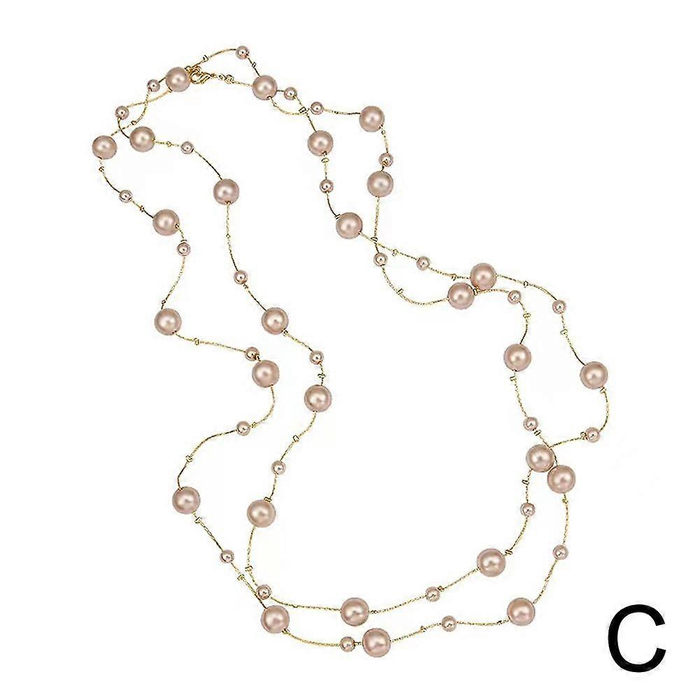 Fashion Double-layer Pearl Necklace Pendant Jewelry Sweater Chain