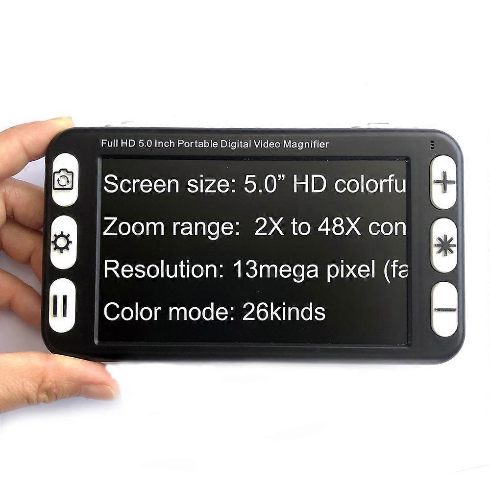 Electronic Reading Assistant, Zoom in Zoom Out Far Near View 2X to 48X 5inch Electronic Video Magnifier Storage Playback Handheld for Writing