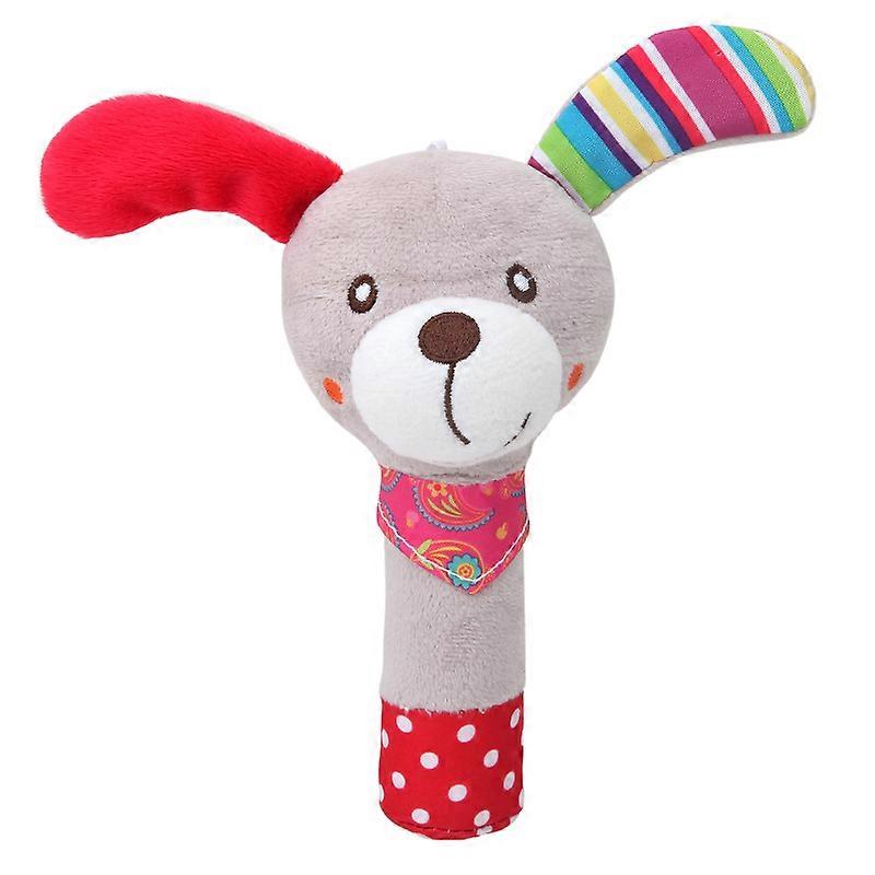Animal Shape Hand Rattle Stick Educational Development Soft Hand Bell Cute Plush Hand Held Grip Toy Toddler, Dog