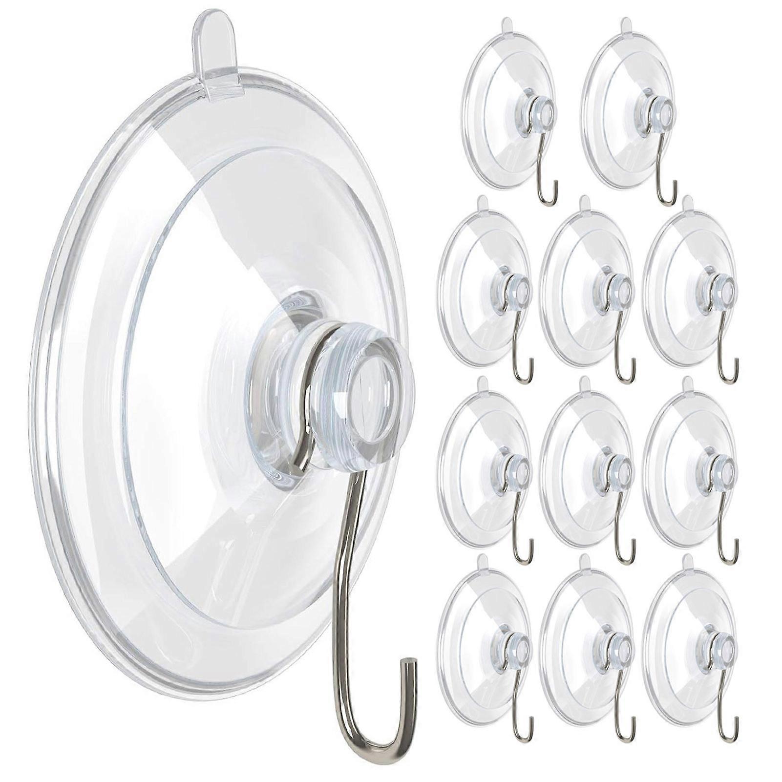 12Pcs Removable Suction Cup Hooks Transparent Multi-surface Suction Cup Hook Kitchen Bathroom Shower Hook