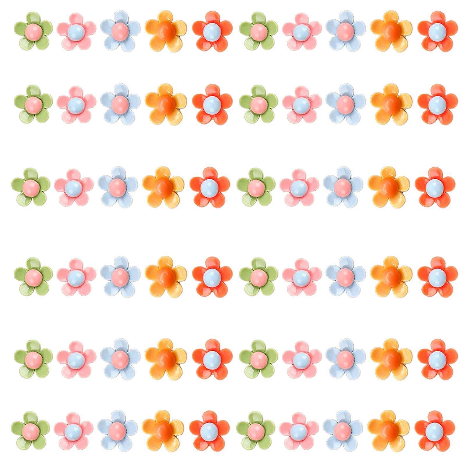 60Pcs Colorful Flower Push Pins Cute Cork Bulletin Board Whiteboard Wall Map Photo Decorative Thumbtacks Office Home Supplies KAESI