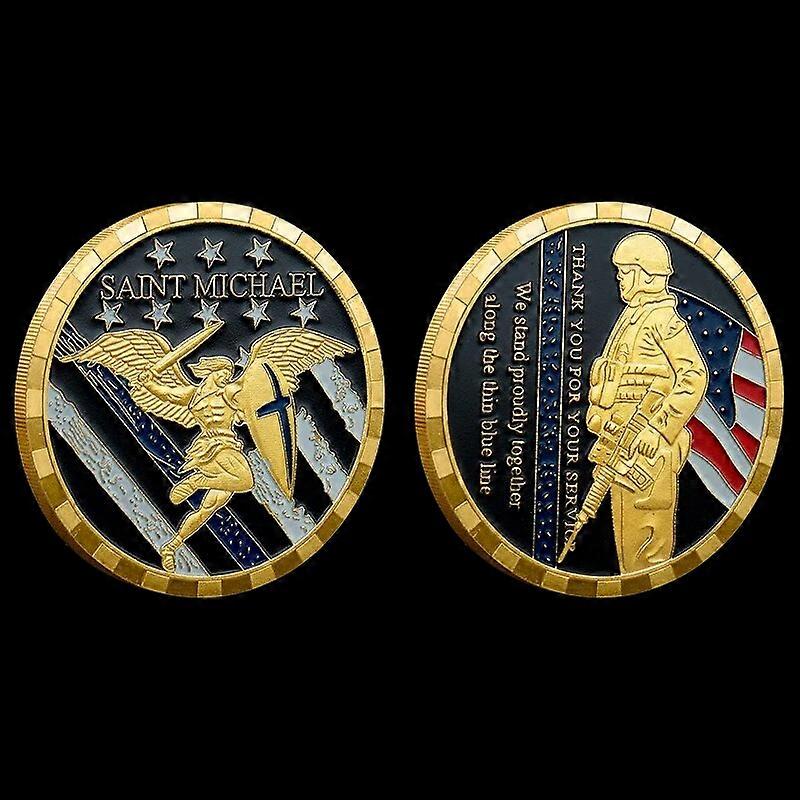 [] ST. Christopher Protect Us Challenge Coin United States Saint Michael Souvenir Coin Samlarobjekt