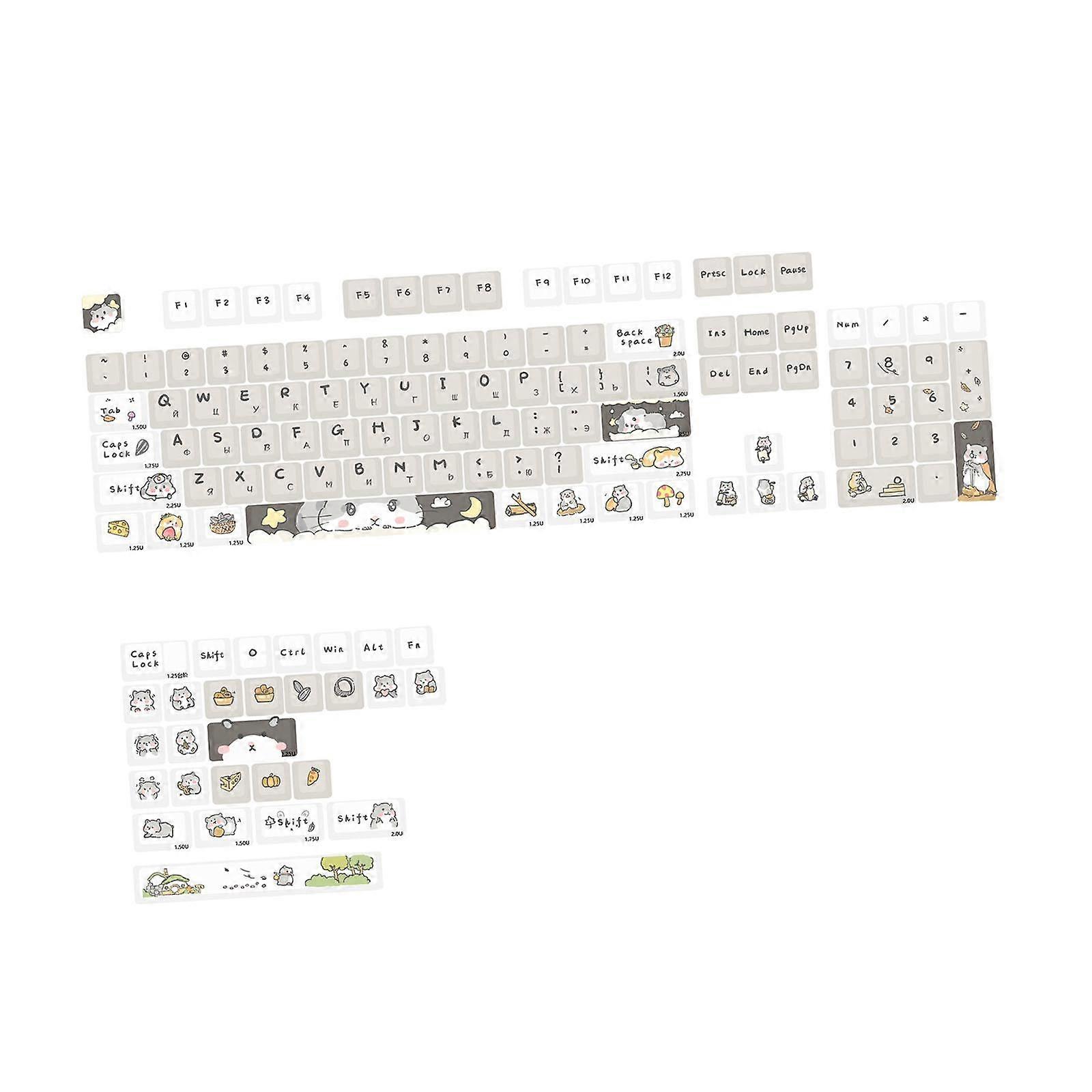 131 Keys PBT Keycaps Clear Keyboard Caps Ideal Gift Russian and English