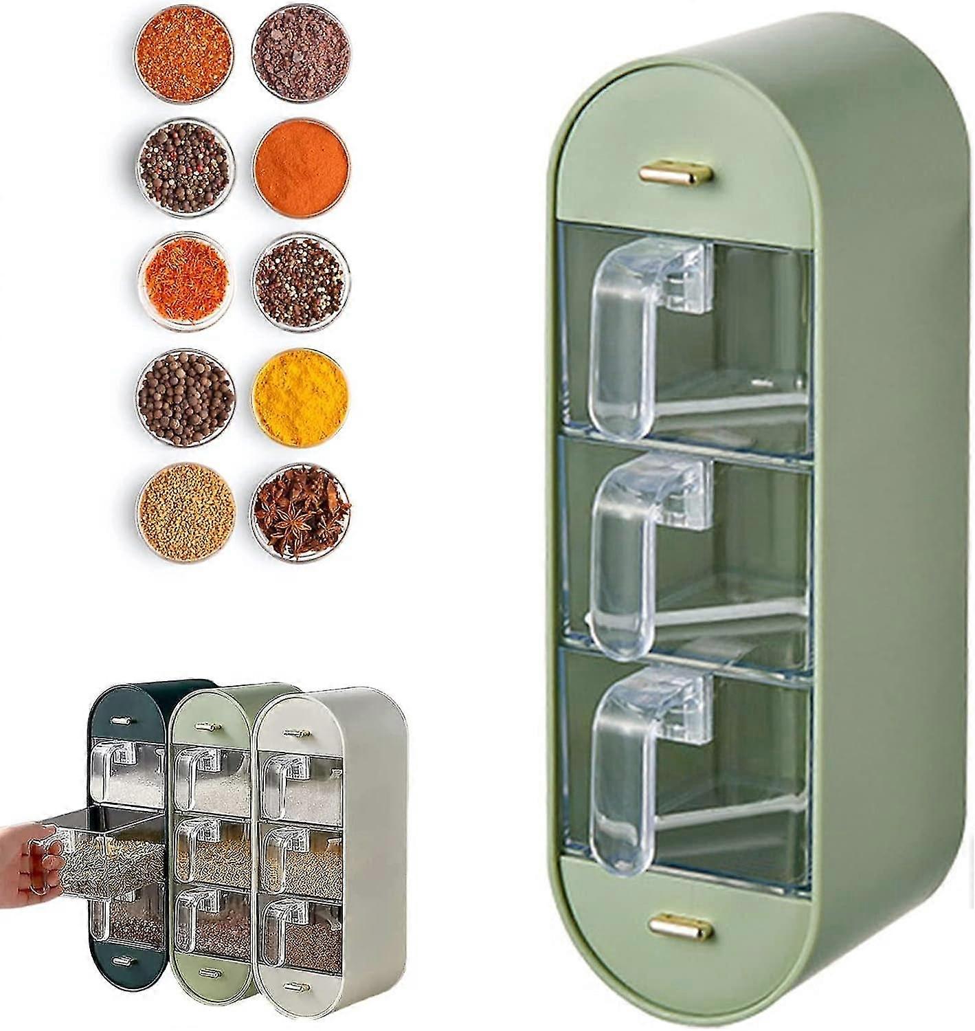 صندوق توابل مثبت على الحائط خال من الثقب ، منظم توابل مثبت على الحائط ، حامل حائط من رف التوابل من الأكريليك - منظم رف التوابل الخالي من الثقب لمطبخ الخزانة / YY
