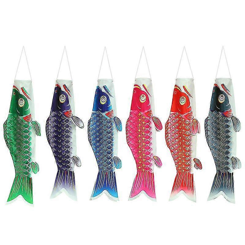 6 Pcs Of Japanese Carp Streamer Carp Streamer Guide Flag Japanese-style Carp Streamer Decorative Fish-shaped Streamer Photo Flag