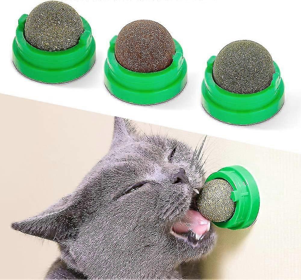 3 Silvervine Catnip Balls, Edible Kitty Toys For Cats Lick, Safe Healthy Kitten Chew Toys, Teeth Cleaning Dental Cat Toy, Cat Wall Treats