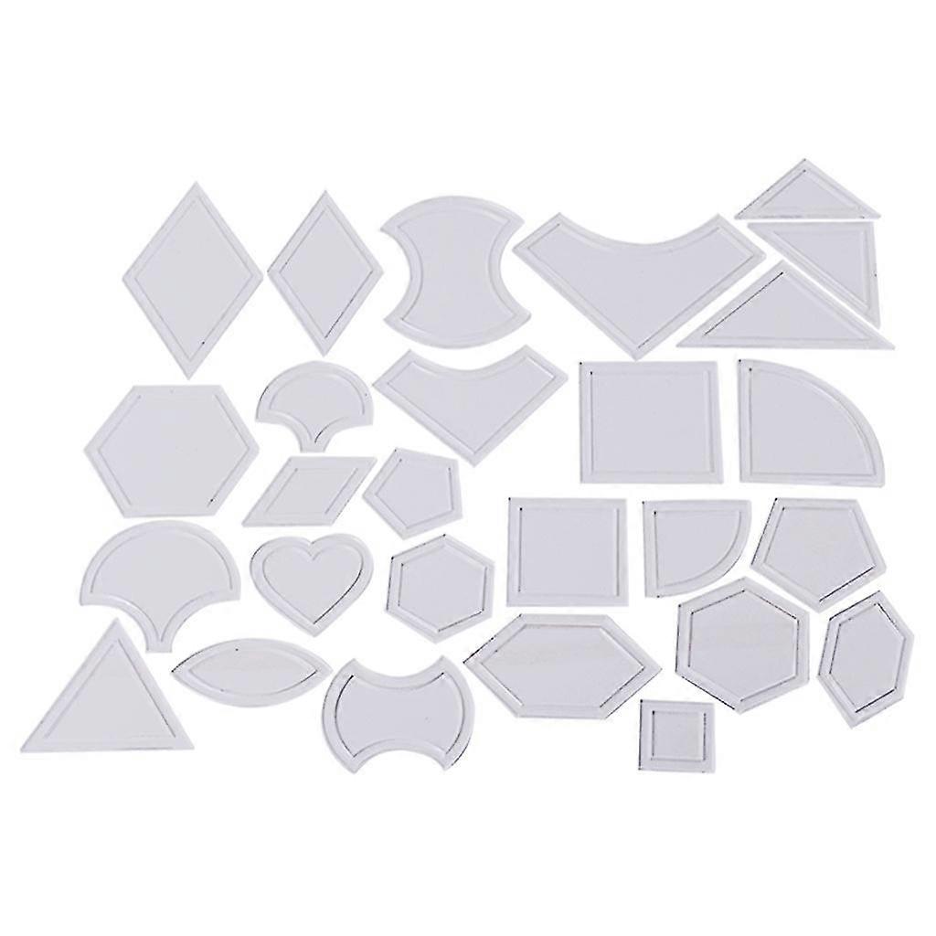 27pcs Mixed Handmade Quilt Templates Diy Tools Patchwork Quilter Quilting Supply